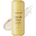 Medicube Fresh That Lasts vanilla and pistachio deodorant stick beside a cream swatch