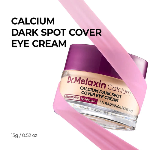 Eye cream jar wrapped in a pink ribbon, shown with the 15 g size